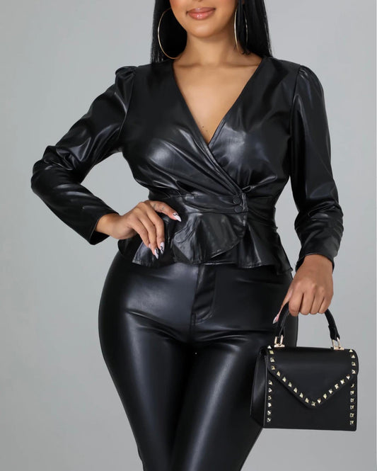 More Drama Leather Top